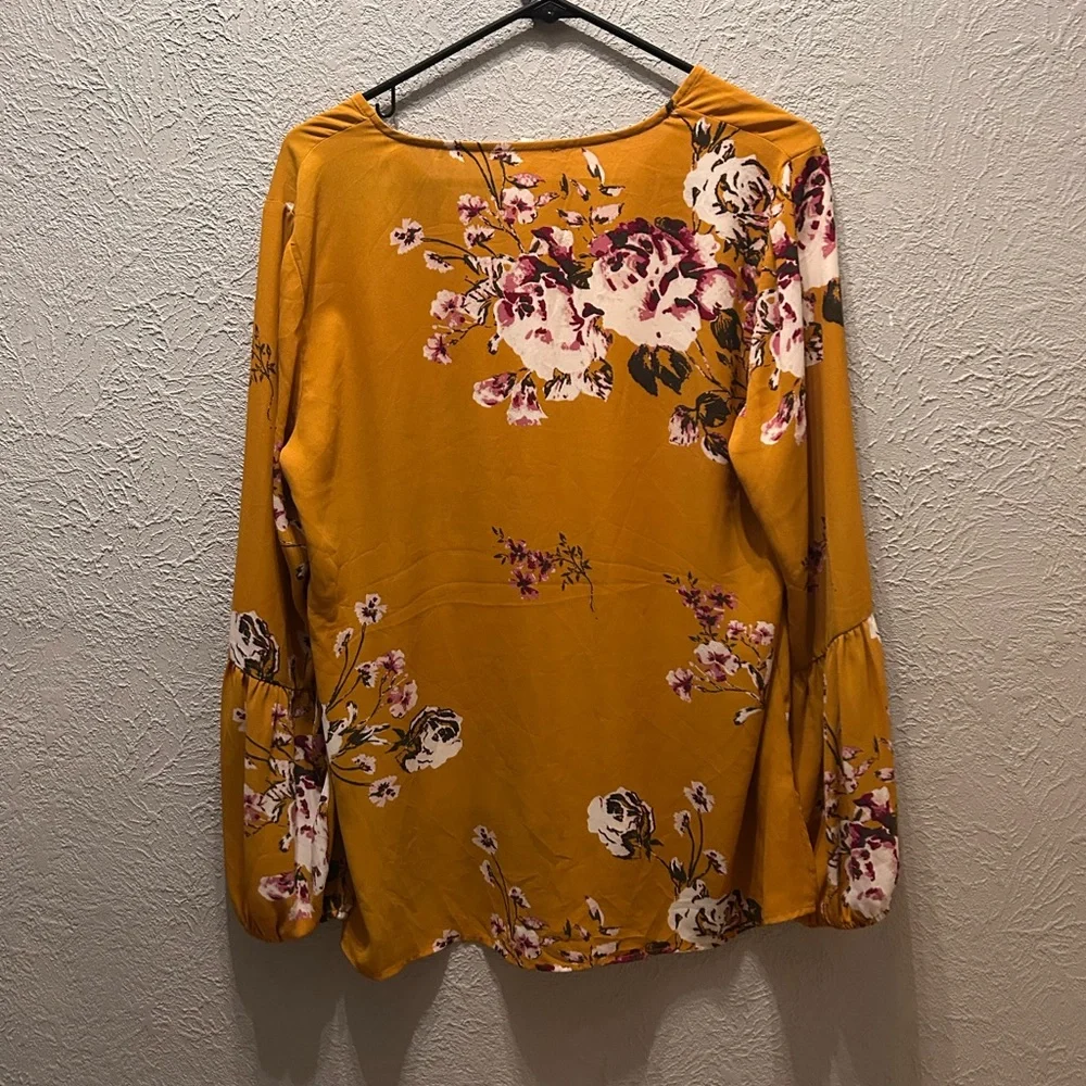 Maurices Mustard Floral Blouse - Picture 3 of 3